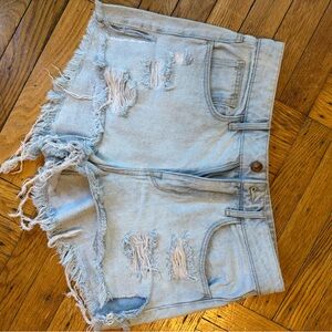 H&M Blue Jean Shorts Distressed Vintage Style